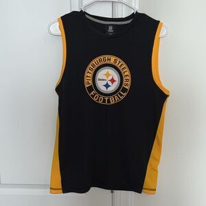 New Boys youth Tank Black Gold Pittsburgh Steelers shirt sleeveless jersey L